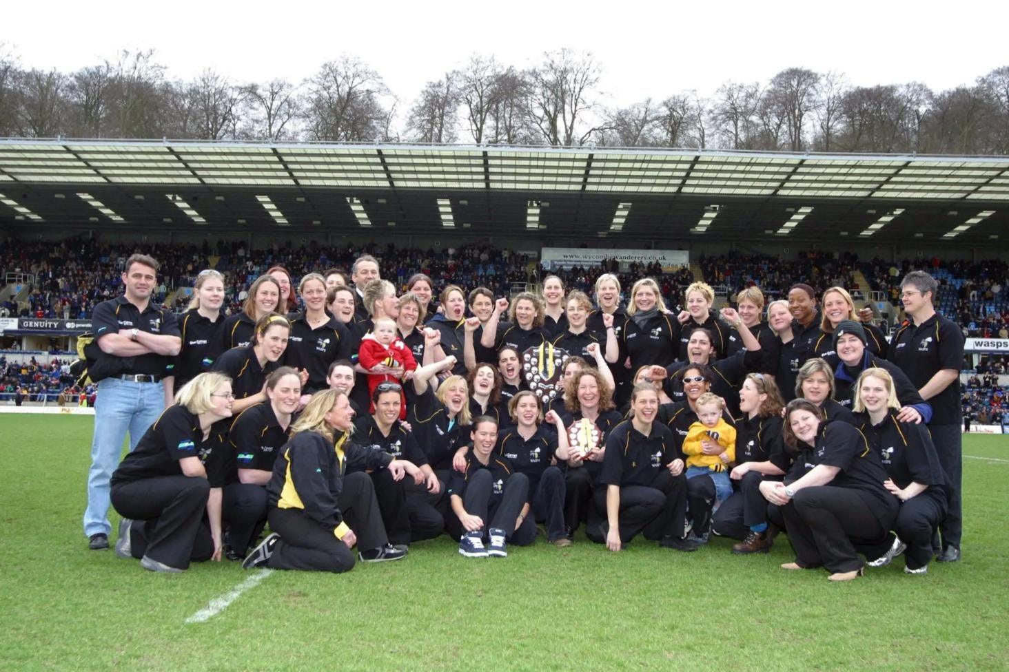 Both Wasps Women's Rugby Teams after winning National League 2004
