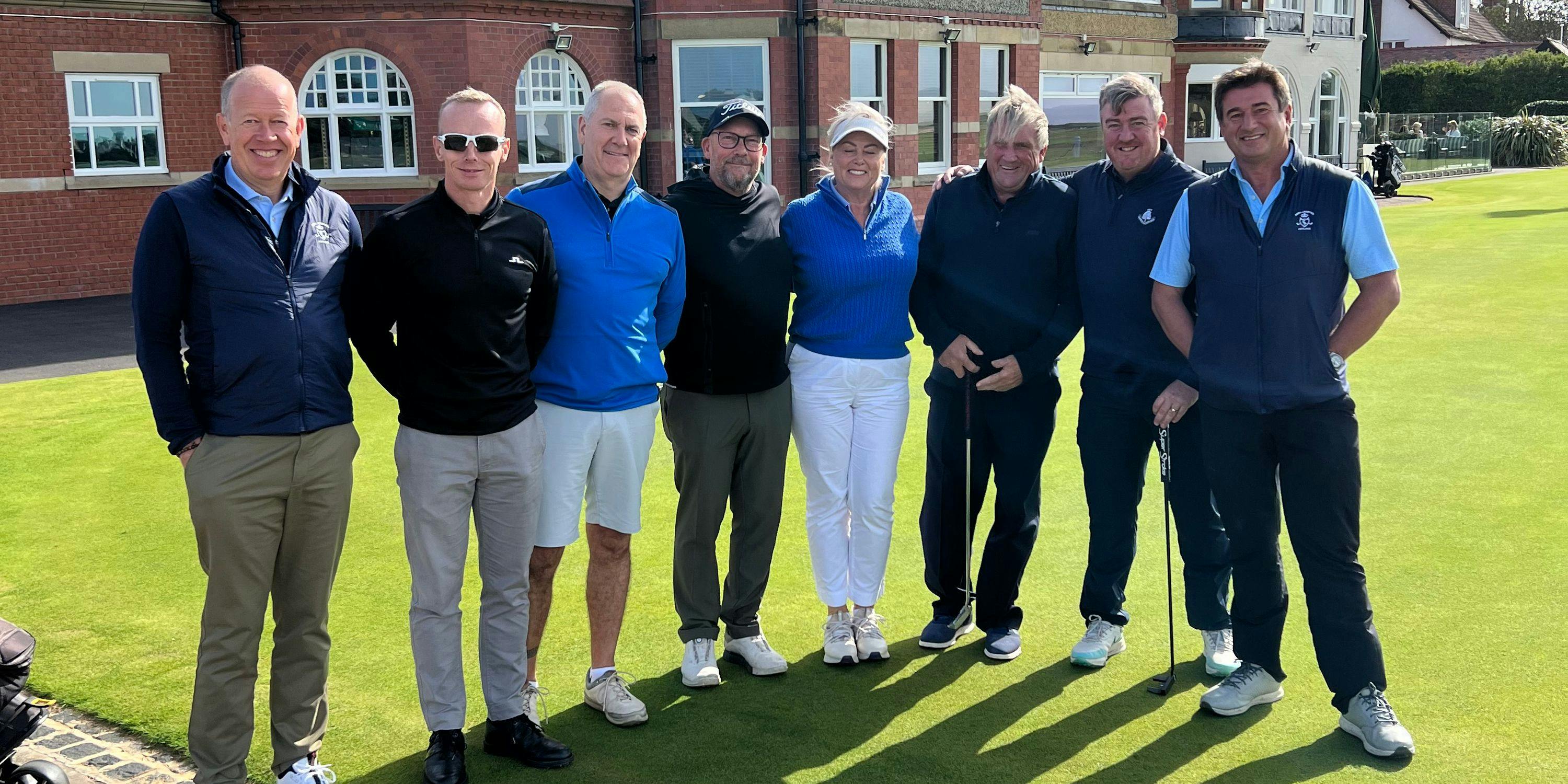 Wasps Legends , including Adam Share and his guests enjoyed two four balls at Royal Liverpool following his Auction win in La Manga Golf Classic 2023.
